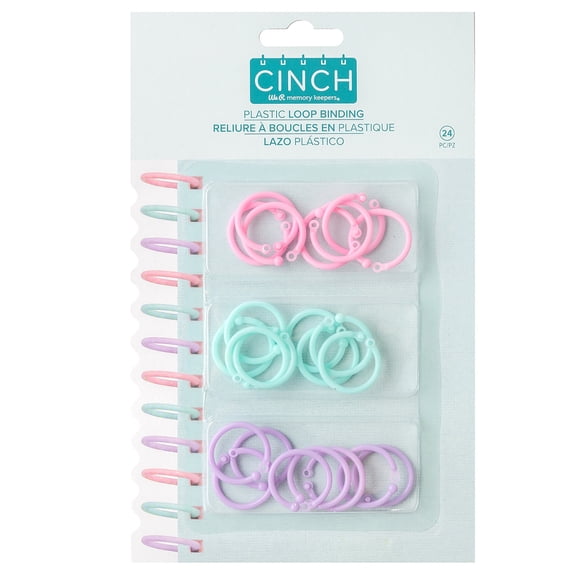 We R Memory Keepers Cinch Plastic Loop Binding 24/Pkg-Pink, Lilac & Blue