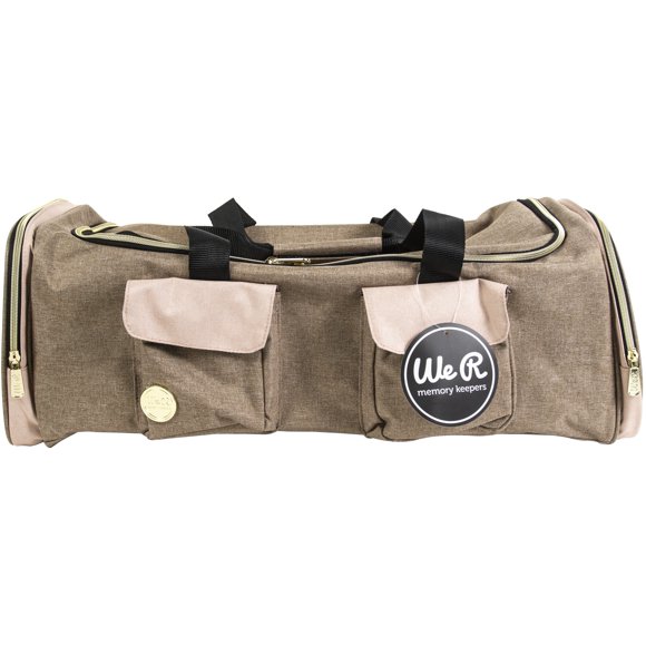 We R Memory Keepers Crafter's Backpack In Taupe & Pink - Multi-Pocket Organizer For 12x12 Scrapbook Paper & Supplies