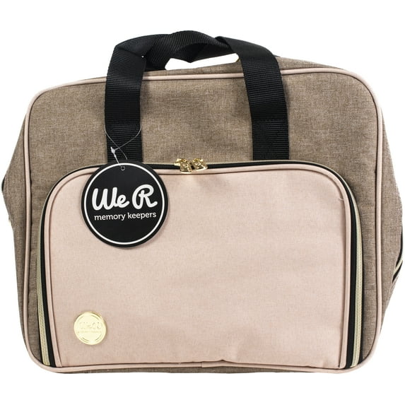 We R Memory Keepers Crafter's Shoulder Bag-Taupe & Pink