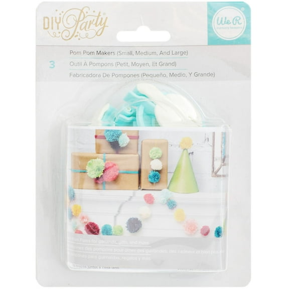 We R Memory Keepers Plastic DIY Party Pom Pom Maker Solid, 3 Sizes