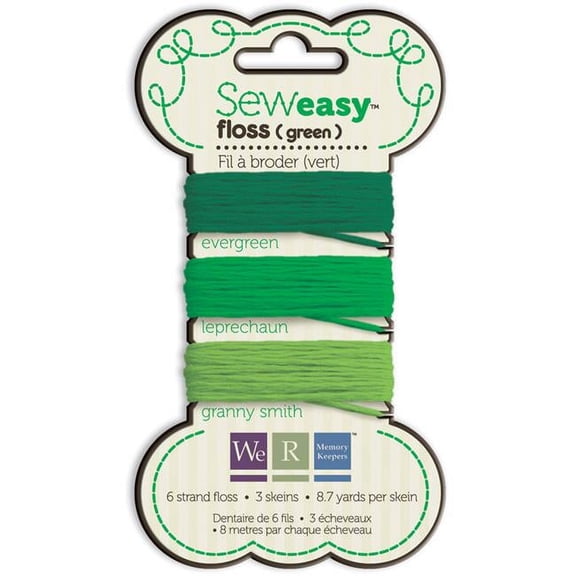We R Sew Easy Solid 6-Strand Floss 8.7yd 3/Pkg-Green