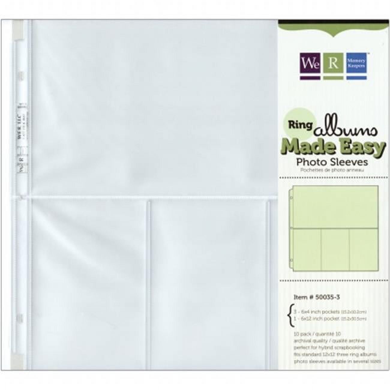 dunwell photo album refill pages 12x12 - (4x6 landscape, 10 pack) holds 120  4x6 photos, 4x6 photo sleeves for 3 ring binder