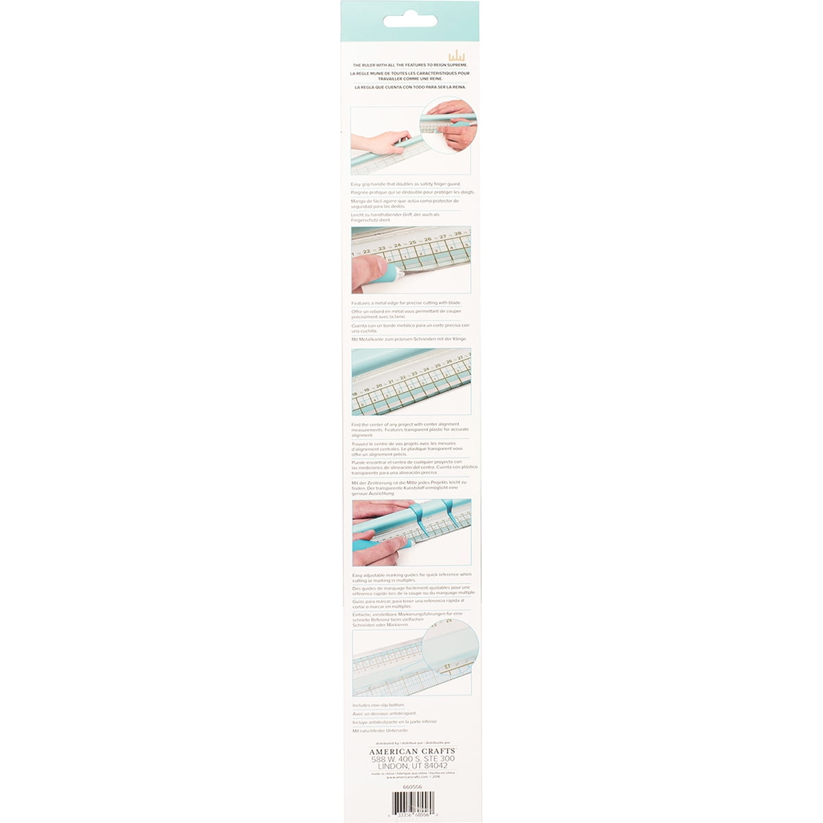 Supreme Transparent Plastic Ruler with Metal Edge and Grip Handle