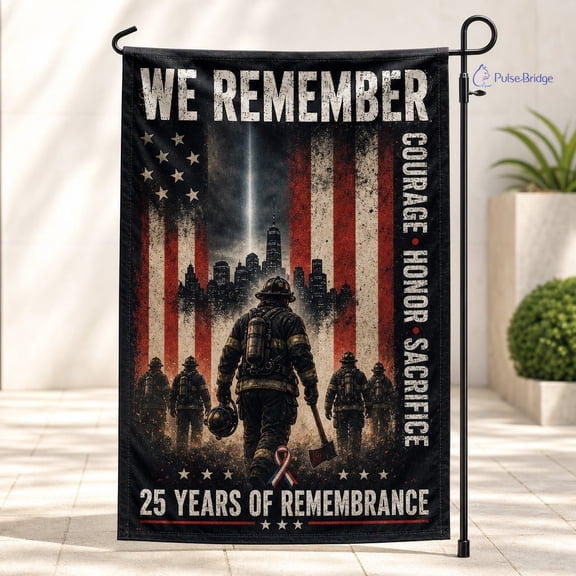We Remember Garden Flag, 9/11 Firefighter Courage Honor Sacrifice Decor