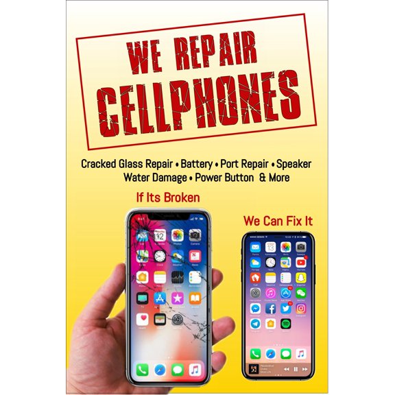 We Repair Cell Phone Advertising Poster Sign