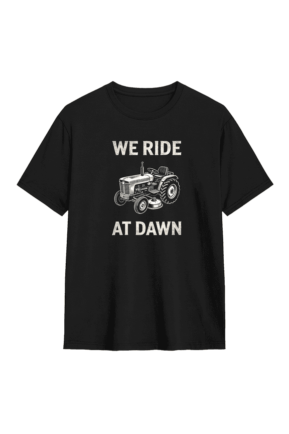 We Ride At Dawn With Vintage Tractor Retro Graphic Tee for Men, Fun BBQ Cotton Short Sleeves T-Shirt