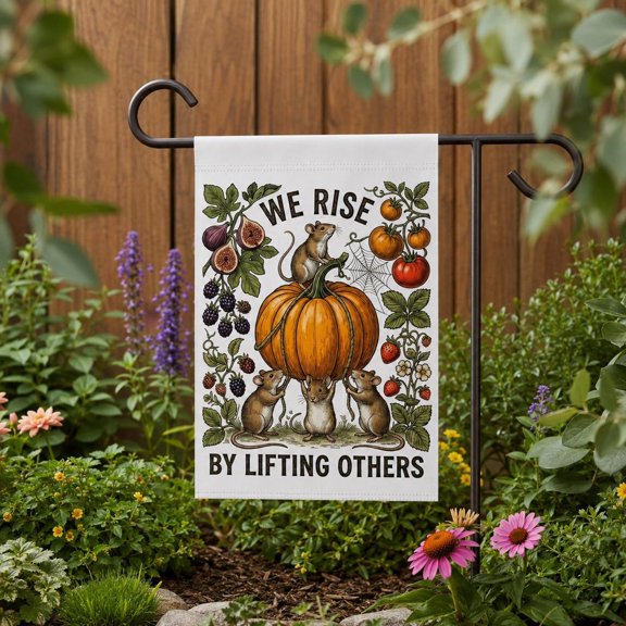 We Rise By Lifting Others Garden Flag, Kindness Garden Decor, Autumn Pumpkin Yard Flag, Inspirational Outdoor Flag