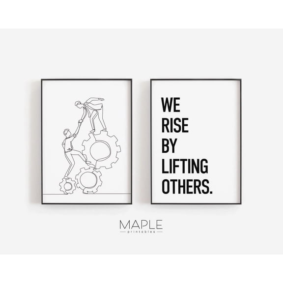 We Rise By Lifting Others Set Poster Hr Office Decor Leadership Quote Poster Teamwork Poster Motivational Team MindSet Poster Set 2