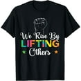 thumbnail image 1 of We Rise By Lifting Others for a Celebrating Diversity Fan T-Shirt Black Large, 1 of 4