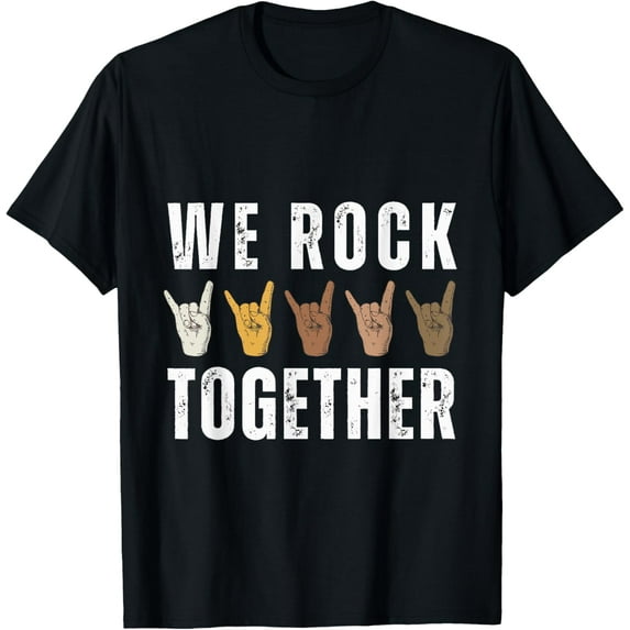 We Rock Together Funny Hands for Rock Lovers T-ShirtMen's and women's pure cotton short-sleeved shirts