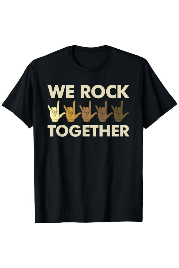We Rock Together Hand Sign Unity Diversity Unisex Short Sleeve Graphic Tee