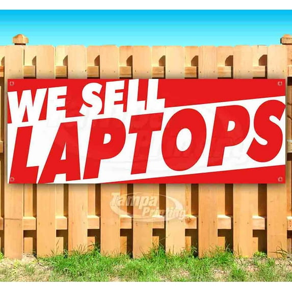 We Sell Laptops 13 oz Vinyl Banner With Metal Grommets