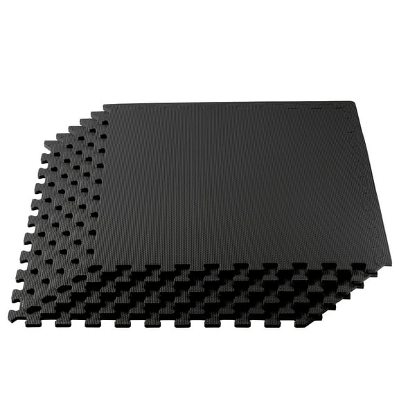 We Sell Mats 24 Sq. Ft. Black EVA Foam Interlocking Floor Mats Cushioned 6 Piece