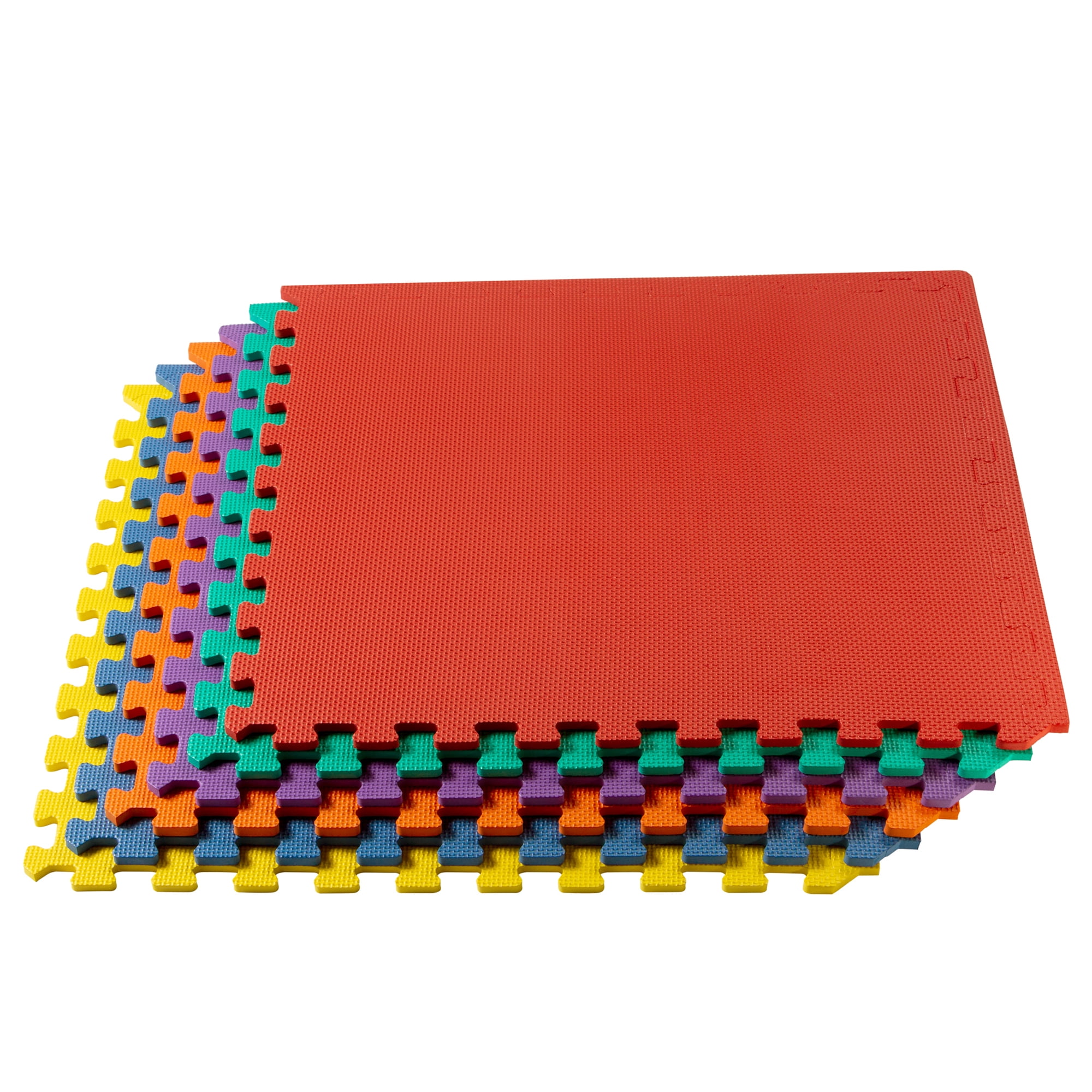 Multicolor EVA Foam Interlocking Floor Tiles, 100 Sq Ft, 3/8" Thick