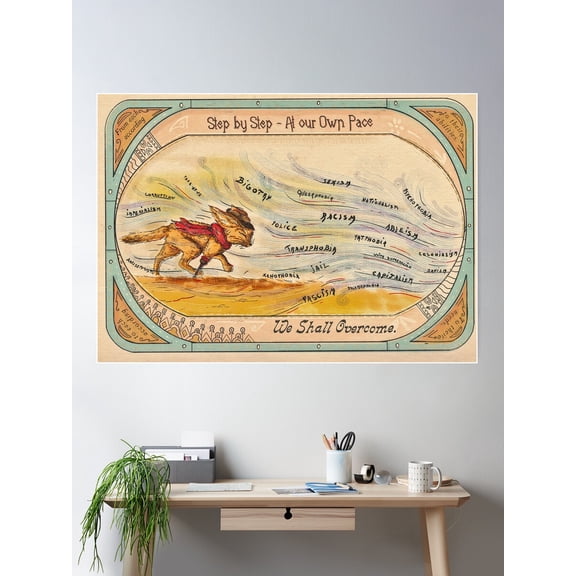 We Shall Overcome €“ Fennec Against Oppression Poster Wall Art, Modern Wall Decor For Living Room Bedroom, 8x12 UNFRAMED