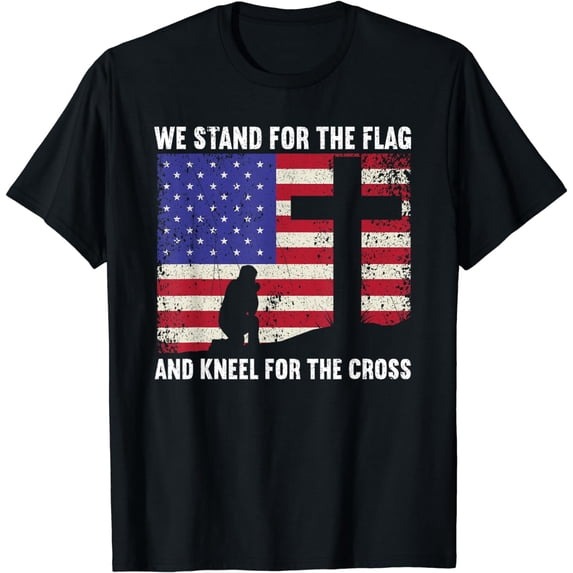 We Stand For Flag And Cross | Memorial Day USA Veterans Day T-Shirt