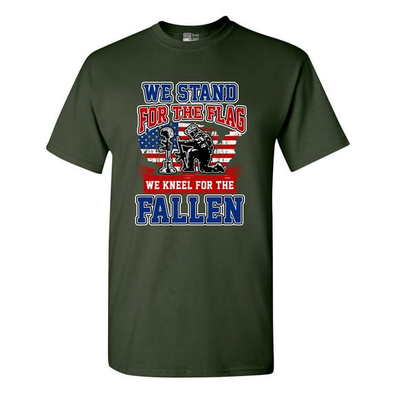 We Stand For The Flag And We Kneel For The Fallen USA Army DT Adult T-Shirt Tee