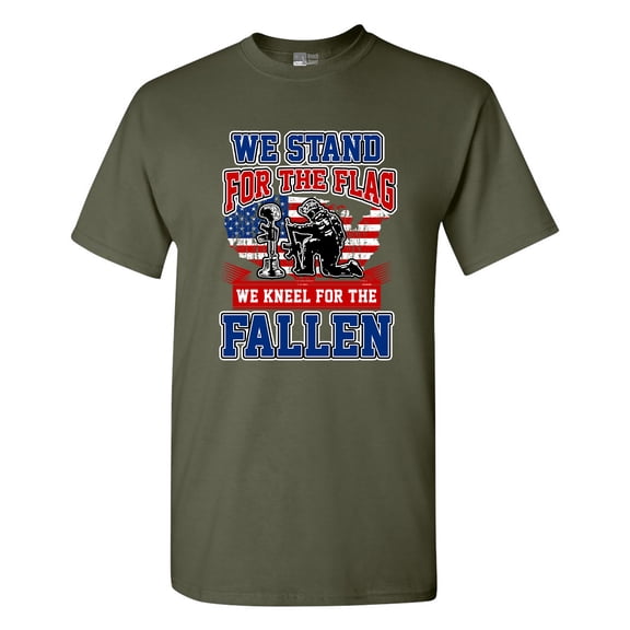 We Stand For The Flag And We Kneel For The Fallen USA Army DT Adult T-Shirt Tee