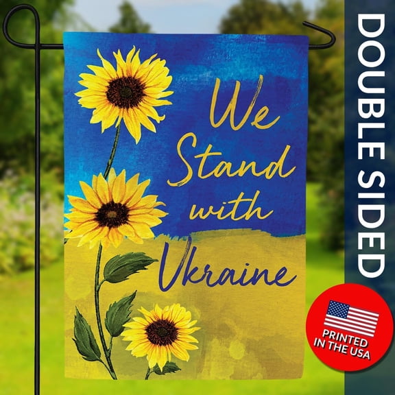 We Stand with Ukraine Flag Sunflower Support Garden Flag