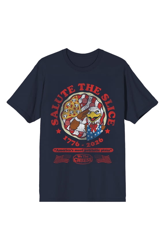 We The Cheese Salute The Slice 1776-2026 America’s Most Patriotic Pizza Adult Navy Blue Short Sleeve Tee-3XL