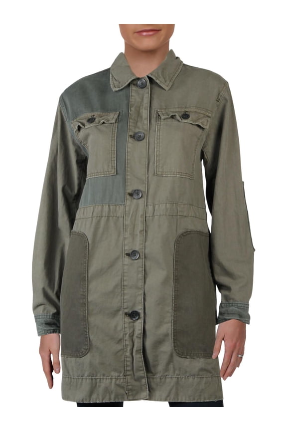 Womens Apollo Denim Midi Military Jacket