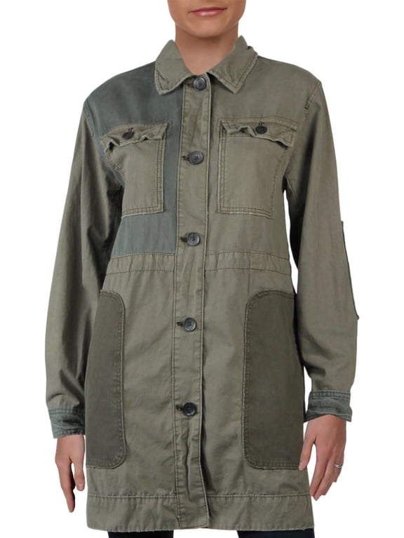Womens Apollo Denim Midi Military Jacket