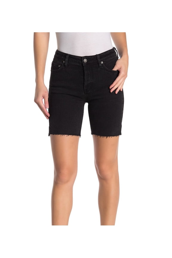 We The Free Womens Bermuda Frayed Hem Denim Shorts Black 24