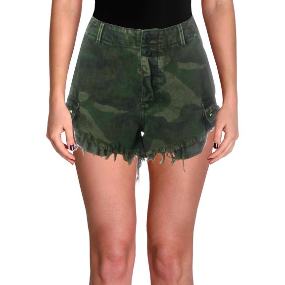 We The Free Womens Camouflage Button Fly Cutoff Shorts