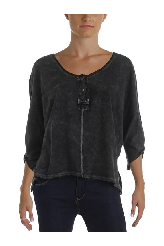 First Base Henley Top Black L