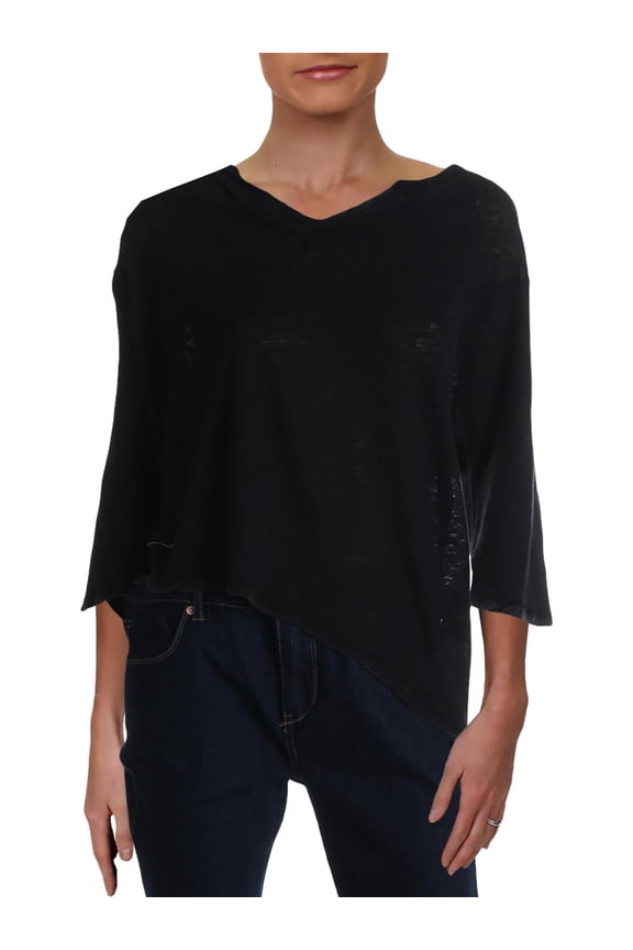 Womens Head In The Clouds Distressed Boho T-Shirt Black M