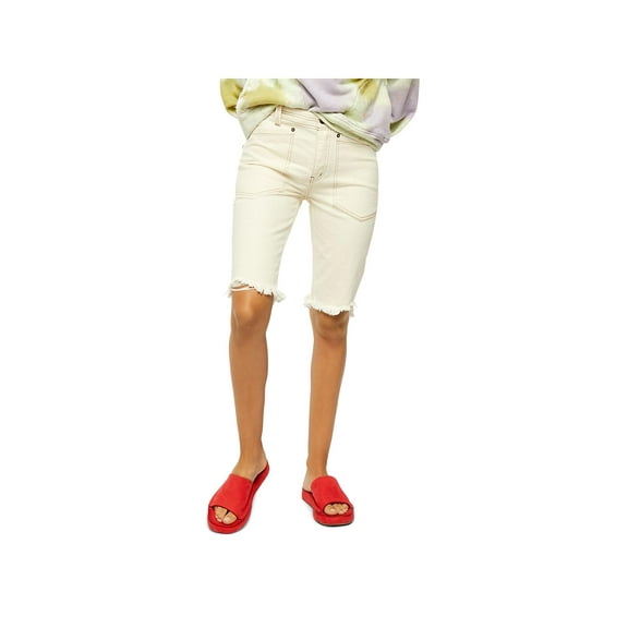 We The Free Womens Jeans Raw Hem Denim Shorts Tan 28