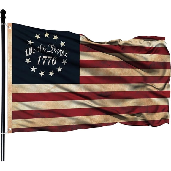 We The People 1776 Flag 3x5 FT Outdoor Vintage American Tea dyed Betsy Ross 13 Star Rebel Flags Indoor Garden Decoration USA Flags