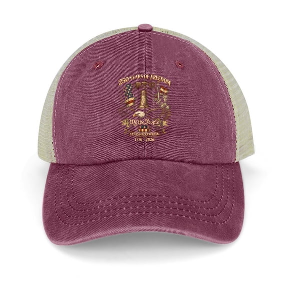 We The People – 250 Years Wine Red Hat Adjustable Funny Fashion Unisex Baseball Cap for Men Women