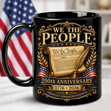We The People 250th Anniversary Mug, Patriotic 1776-2026 America Semiquincentennial Gift