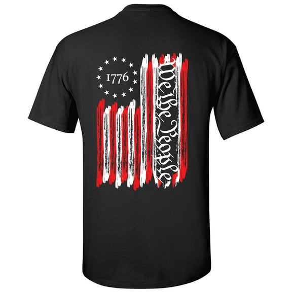 We The People American Flag 1776 Unisex Short Sleeve T-shirt-Black-4XL