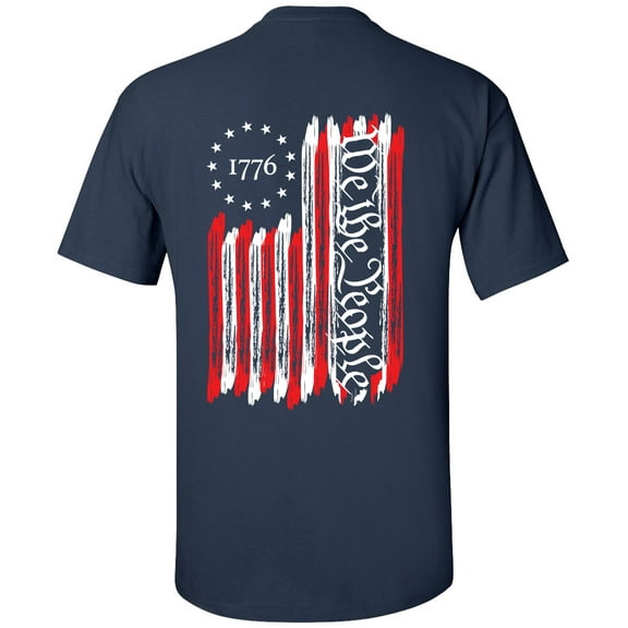 We The People American Flag 1776 Unisex Short Sleeve T-shirt-Navy-2XL