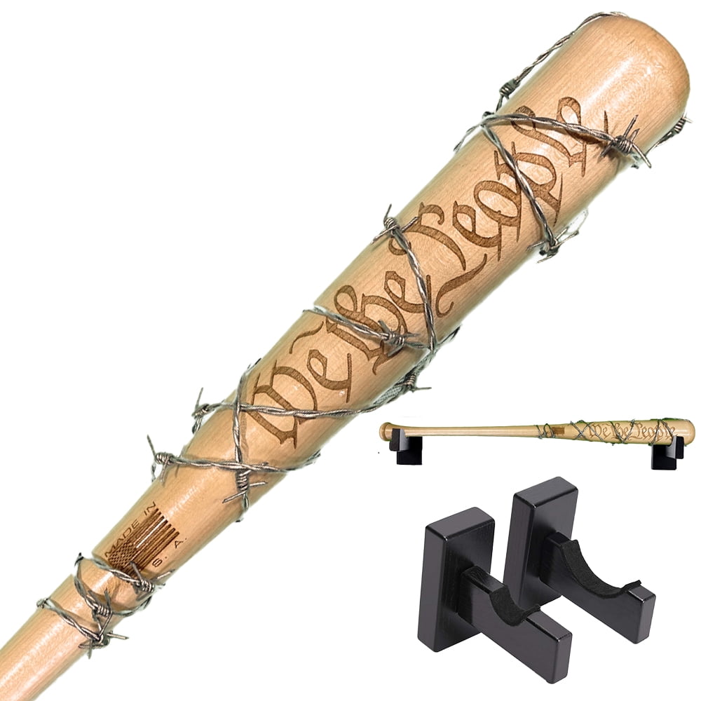 We The People Engraved Bat with Barbed Wire Wrap with Wall Mount