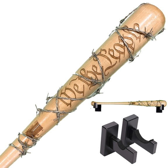 We The People Engraved Bat with Barbed Wire Wrap with Wall Mount