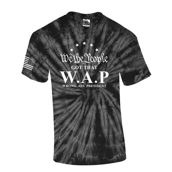 We The People Got That W.A.P Funny Patriotic Flag Mens Short Sleeve T-shirt Graphic Tee-Black Tie Dye-medium