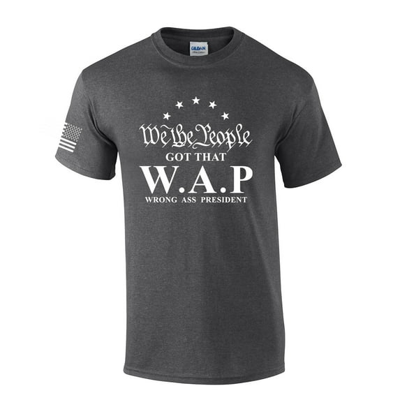 We The People Got That W.A.P Funny Patriotic Flag Mens Short Sleeve T-shirt Graphic Tee-Heather Grey-6xl