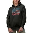 thumbnail image 1 of We, The People, Like to Party, Retro 4th of July Gift, Black Hooded Sweatshirt or Hoodie, XL, 1 of 5