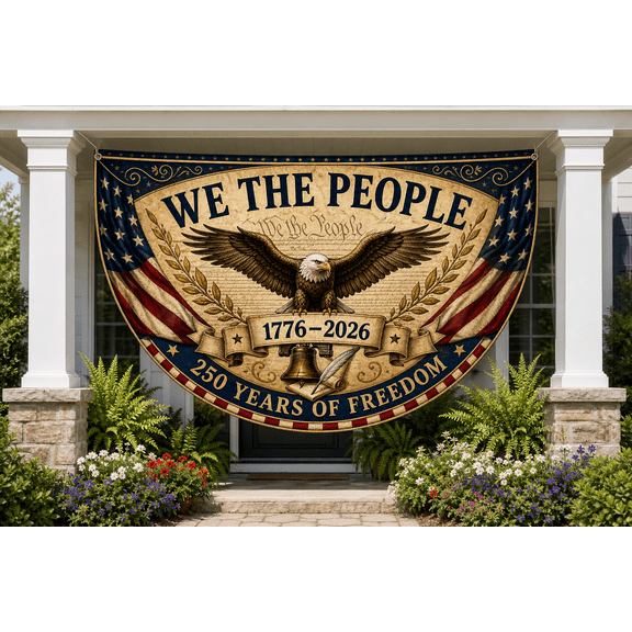 We The People Semicircle Flag 1776-2026 Patriotic Porch Banner