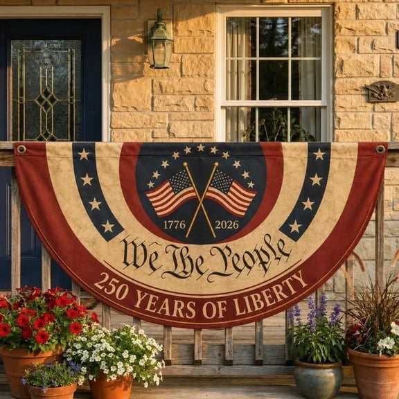 We The People Semicircular Flag, 250 Years Liberty Patriotic Banner