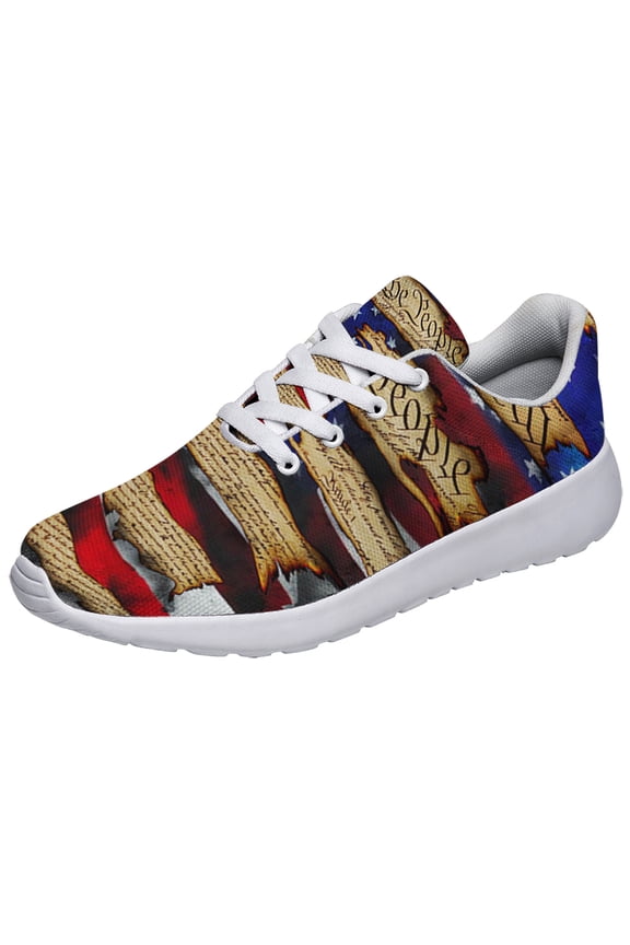 We The People Shoes American flag US Print Sneakers Lightweight Comfortable Running Shoes for Men Women White Size 13