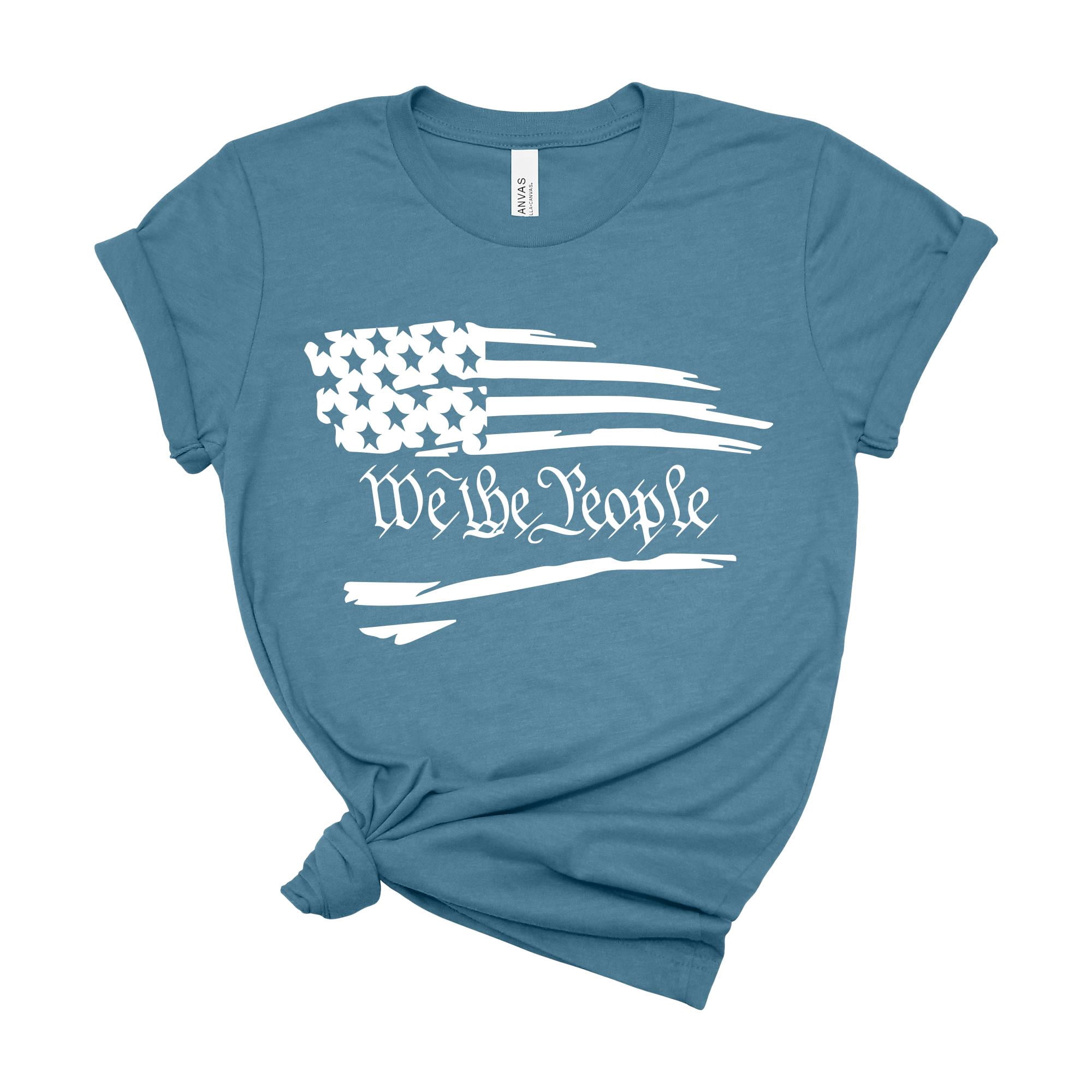 We The People Tattered Flag Gothic Script Patriotic Black Shirt Men ...