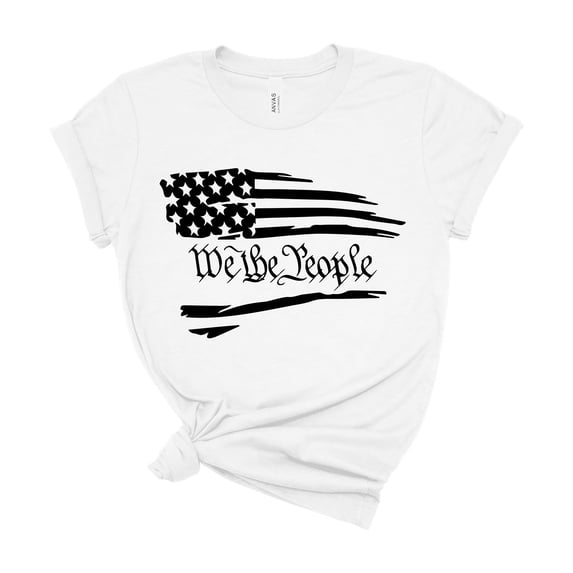 We The People Tattered Flag Gothic Script Patriotic Black Shirt Men Women