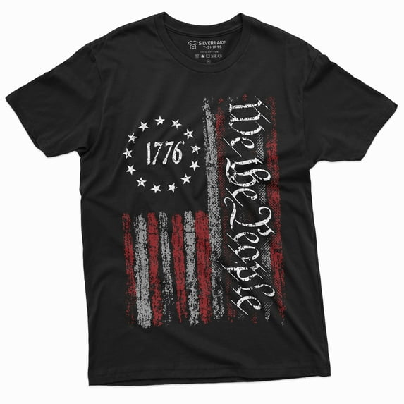 We The People Tee Shirt 1776 Independence Day 4Th Of July Usa Graphic Flag Print T-Shirt (3X-Large Black)