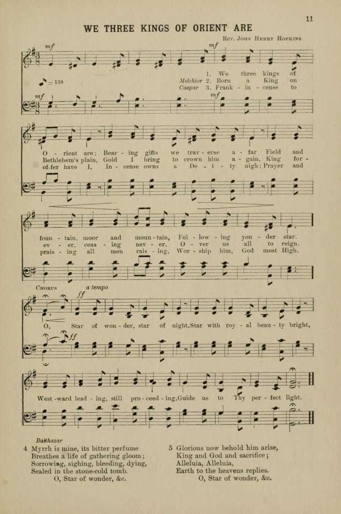 We Three Kings of Orient Are Hopkins Rev John Henry Christmas Carols & Hymns 1910 Canvas Art - (18 x 24)