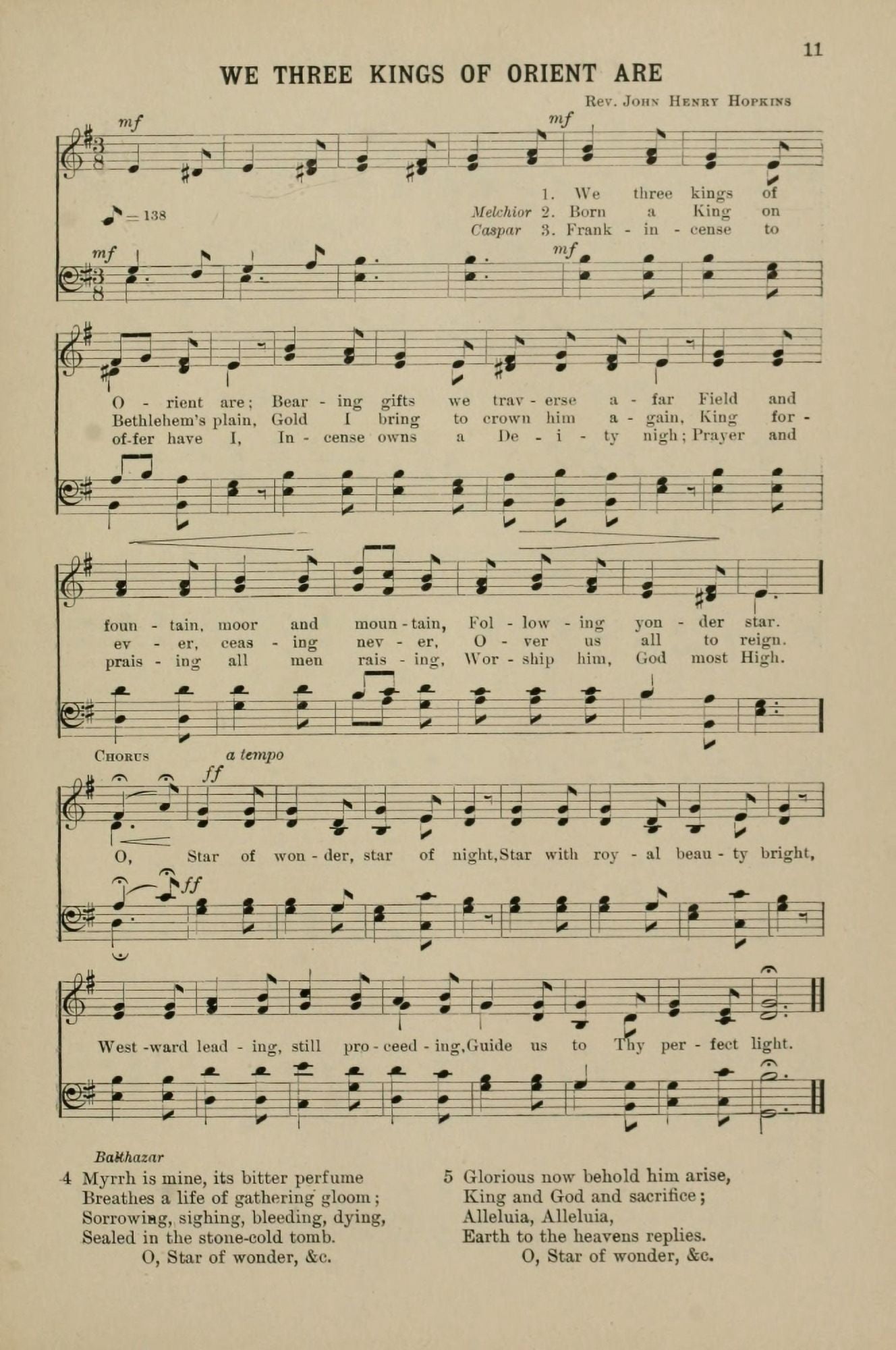 We Three Kings of Orient Are Hopkins Rev John Henry Christmas Carols & Hymns 1910 Canvas Art - (24 x 36)