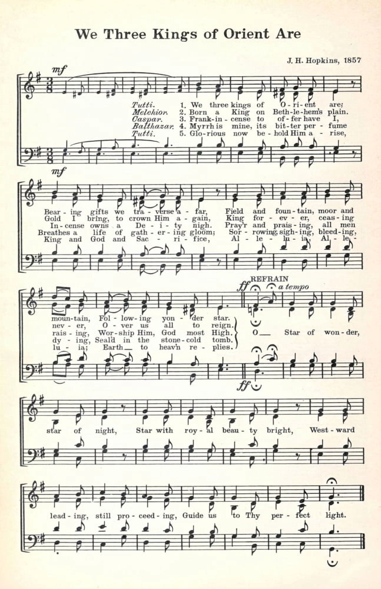 We Three Kings of Orient Are Hopkins Rev John Henry Nols Carols 1932 Canvas Art - (24 x 36)